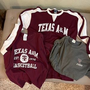 2 men’s short sleeved, T-shirts 1 embroidered Texas A&M longsleeved T-shirt